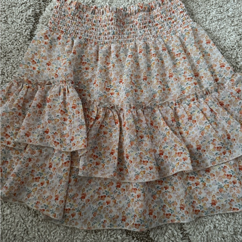 Altar'd State Floral Tiered Midi Skirt